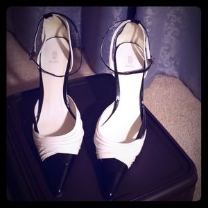 Formal white and black heels